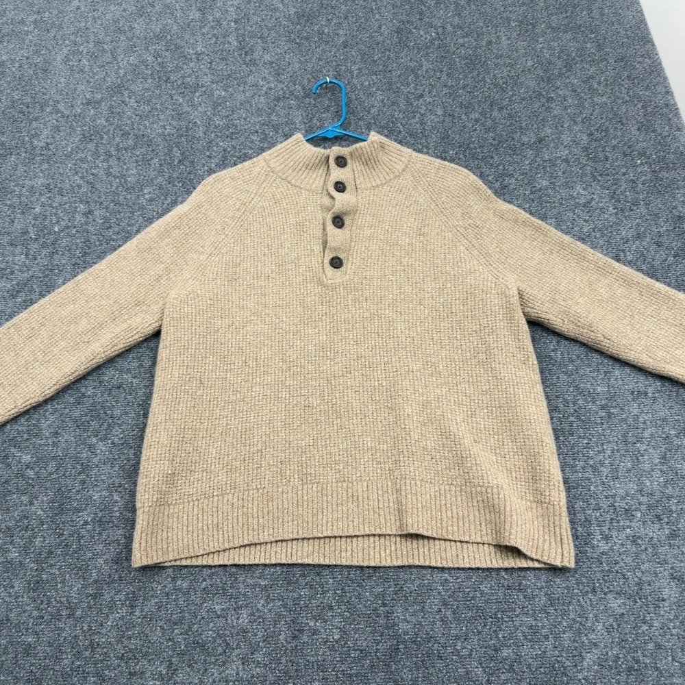 Banana Republic Sweater Mens XL Tan Recycled Wool Henley Mock Neck Classic Style